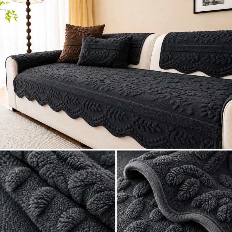 Housse de canapé à relief CanapéVelours™ coloris gris foncé