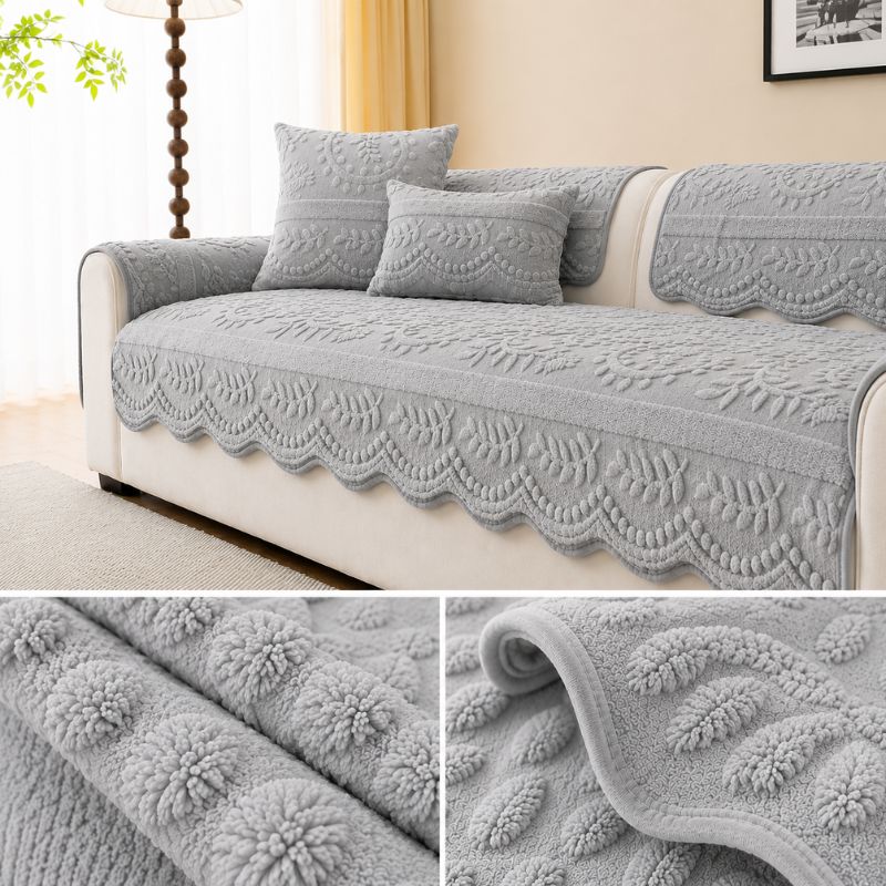 Housse de canapé à relief CanapéVelours™ coloris gris clair