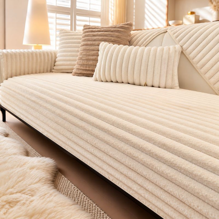 Housse de canapé côtelée DouceLigne™ coloris crème