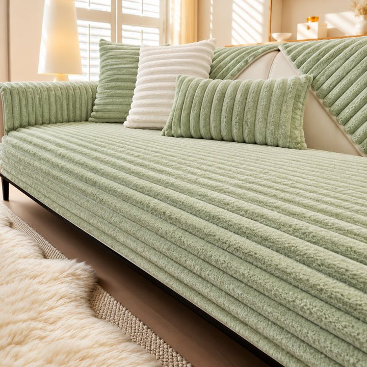 Housse de canapé côtelée DouceLigne™ coloris vert clair