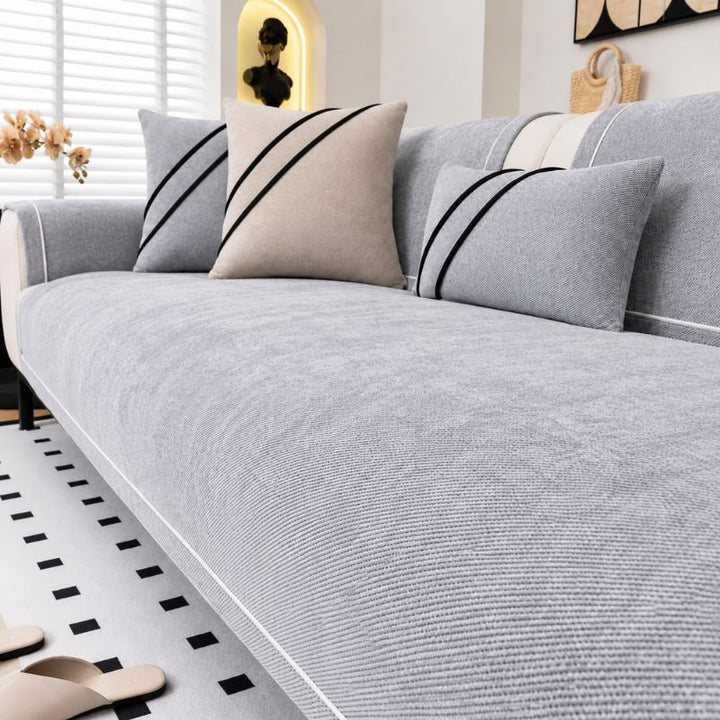Housse de canapé en chenille BelleLigne™ coloris gris clair