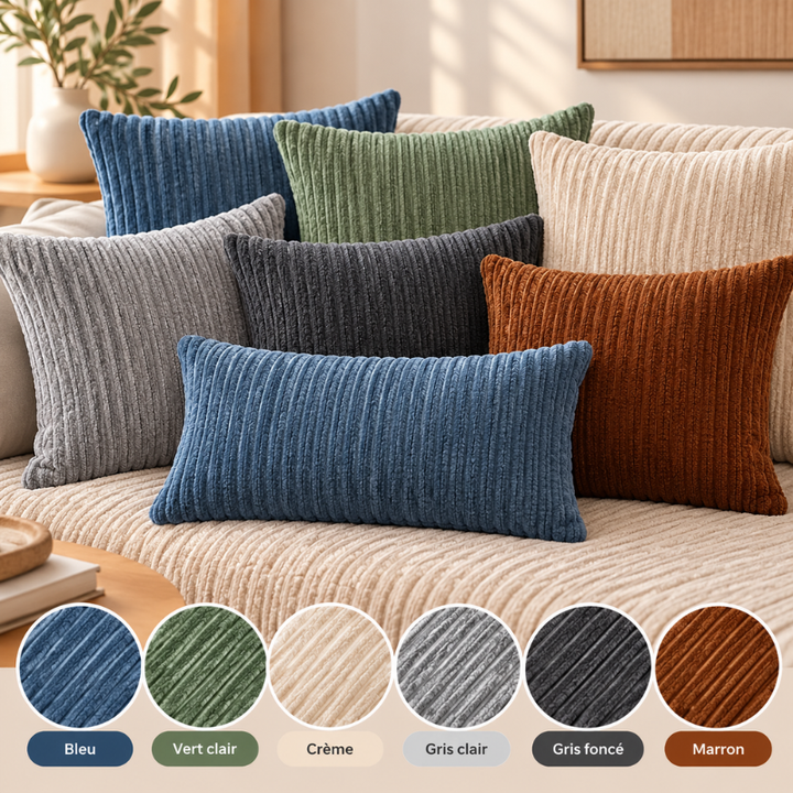Lot de 2 housses de coussin en chenille CanapéCocon™ en 6 coloris