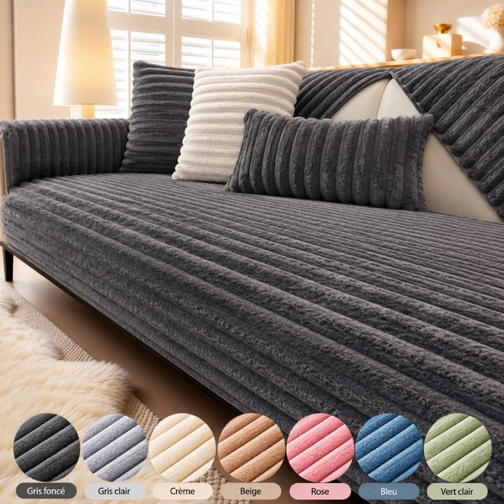 Housse de canapé côtelée DouceLigne™ gris foncé et ses 7 coloris