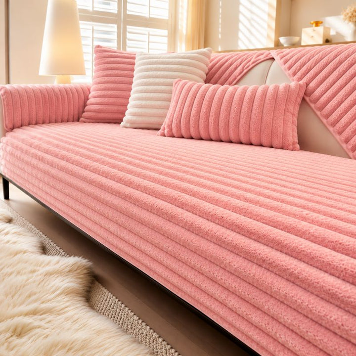 Housse de canapé côtelée DouceLigne™ coloris rose