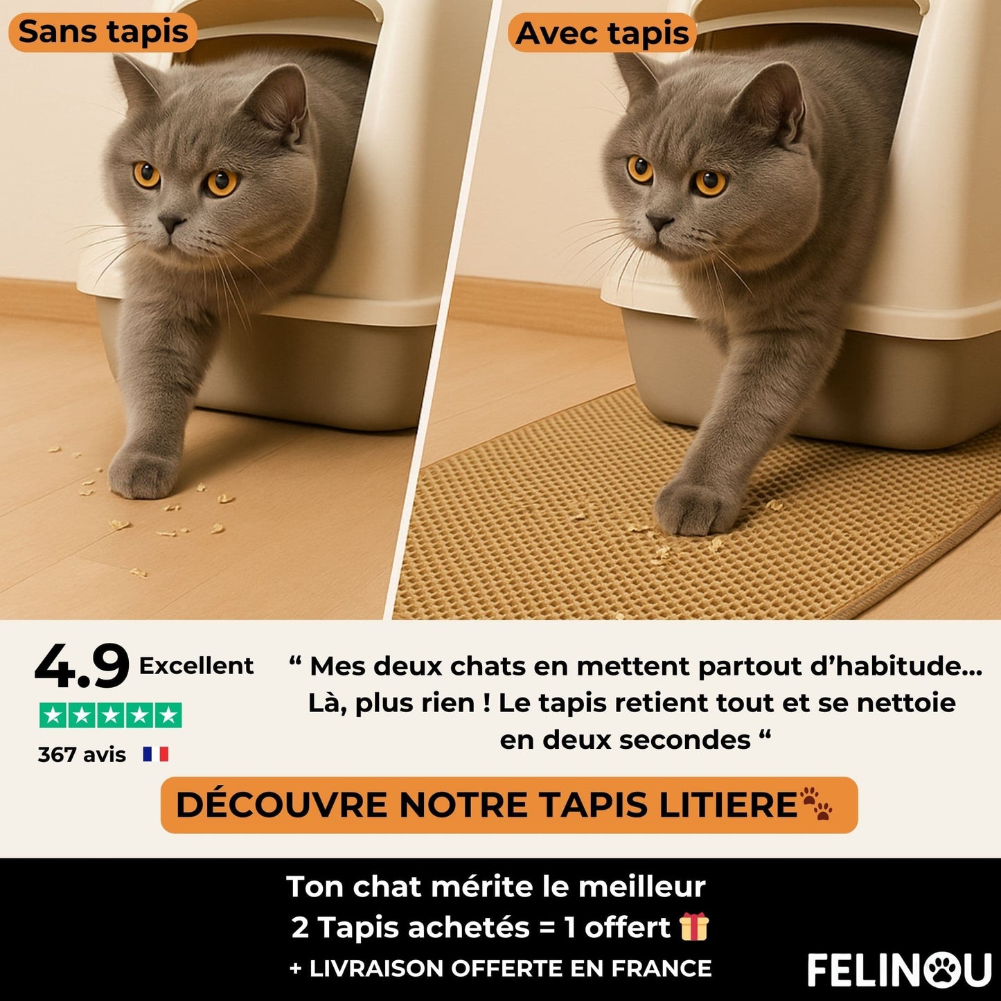Tapis de litière Felinou élégant