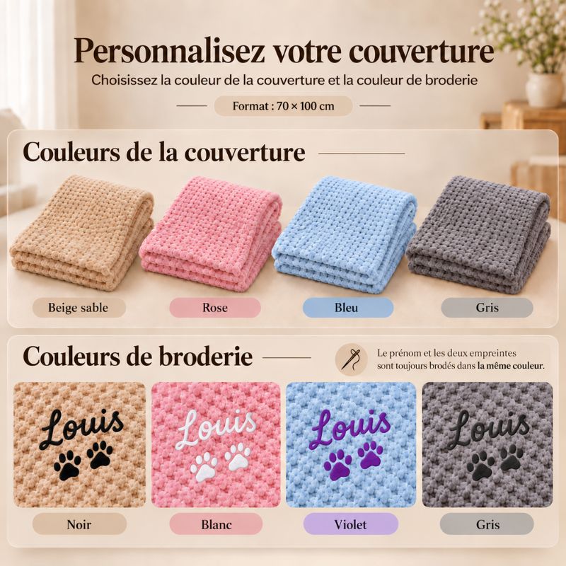 Sa couverture, brodée à son prénom